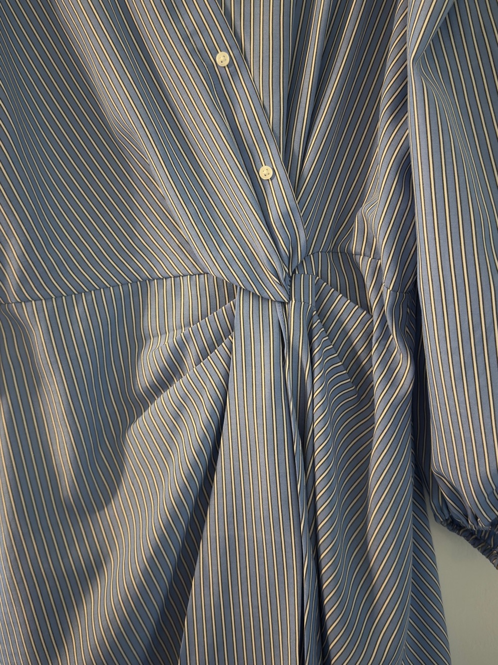 Maje Striped Blue Tie-Waist Shirt Dress - Picture 11 of 13